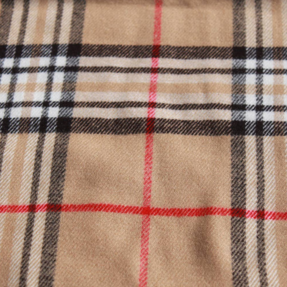 Janice Apparel Women's Faux Cashmere Scarf Classic Tan Plaid Tartan Fringe - Picture 5 of 11